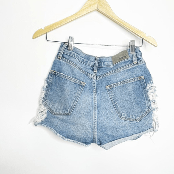 CARMAR High Rise Destressed denim shorts medium wash stretch thrashed SHORTS 26 - Picture 4 of 8